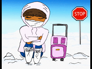 Kobieta czekająca na pociąg w zimnie